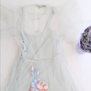 Tulle Midi Embroidered Dress